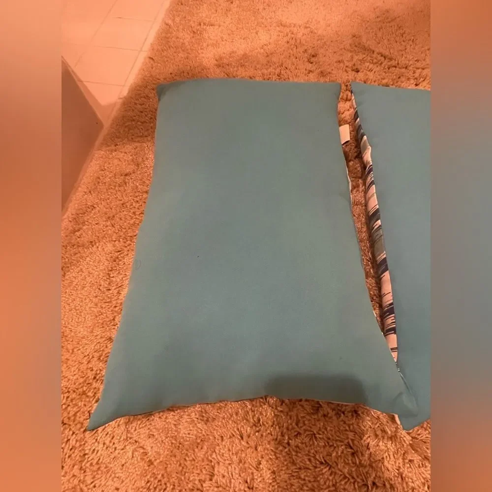 Pier One Pillows Miami Vice Couch Pillows - Blue White - Y2K Tiger Stripe Pillow